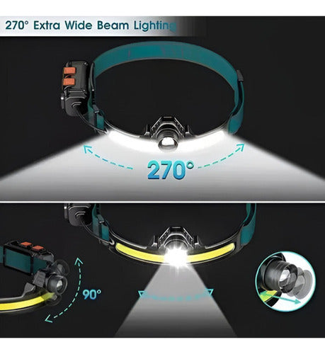 2 Linterna De Cabeza Recargable Led Potente Cintillo Norplat Negro