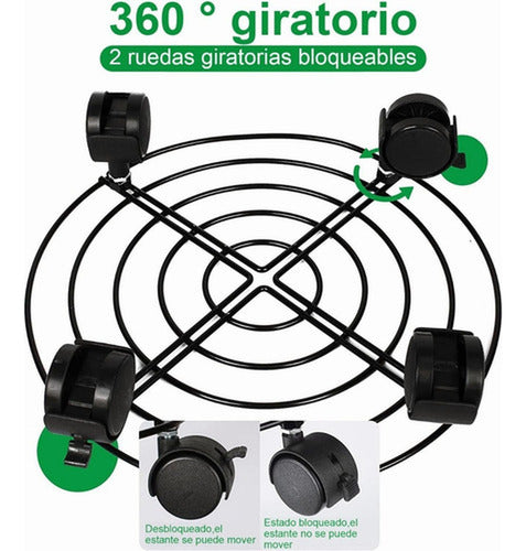 2 Soportes De Base De Maceta De Metal Con Ruedas - Norplat Negro Lisa