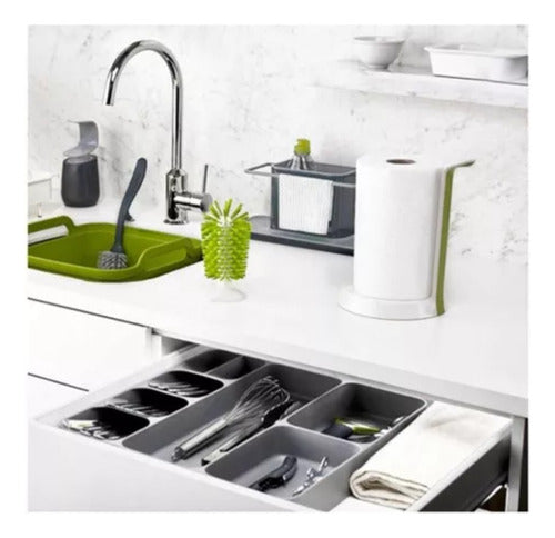 Organizador Premium De Cubiertos Y Utensilios Grande - Cukin Gris
