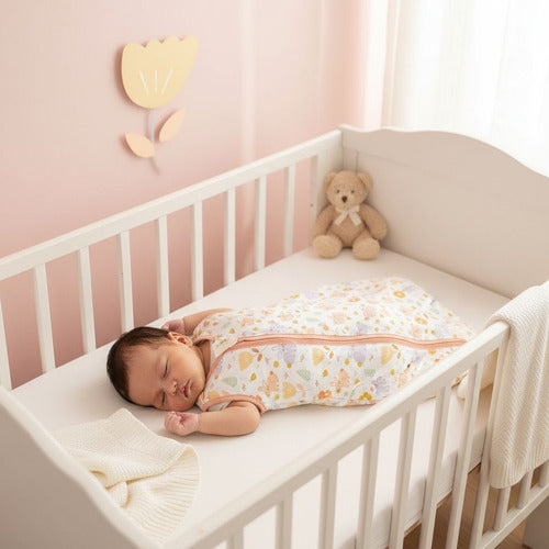 2 Pijamas Bebe Saco Dormir Sin Mangas 100% Algodon - Norplat Blanco Jirafa Y Flores S