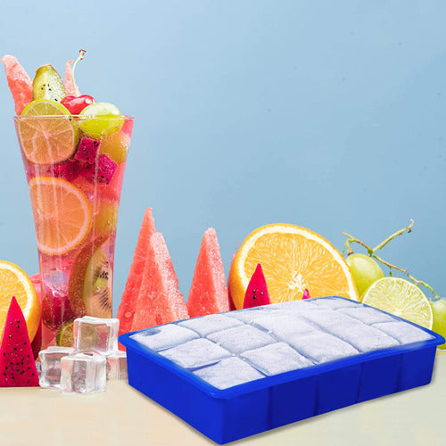 Molde De Silicona Para 15 Cubos De Hielo 3.3 Cm - Cukin Azul Eléctrico