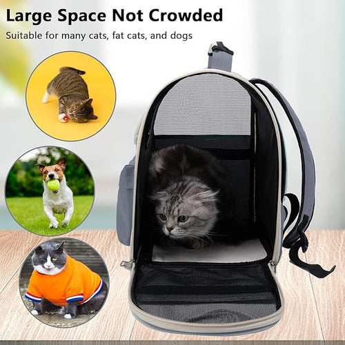 Norplat Mochila Transportador Viaje Mascota Bolso Gato Perro Gris