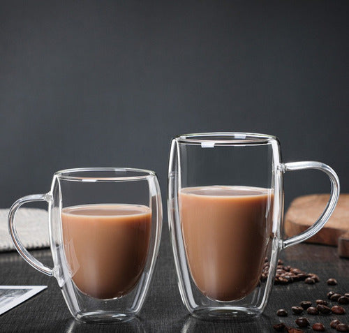 Tazon Café Leche Te Doble Pared 450ml Frio Caliente - Cukin Transparente Dv450