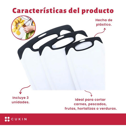 Pack De Tablas Para Cortar (3 Uni) - Cukin Blanco
