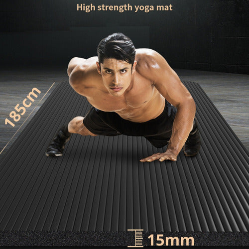 Colchoneta Yoga Mat Pilates 15mm + Bolso Transporte Norplat Negro