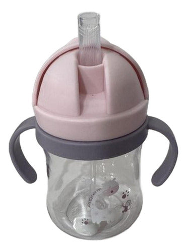 Vaso Antiderrame Norplat Para Bebe Con Bombilla 250ml 360° Rosa Jirafa