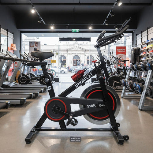 Bicicleta Estatica Norplat S10k Spinning Fija Fitness 10kg Negro