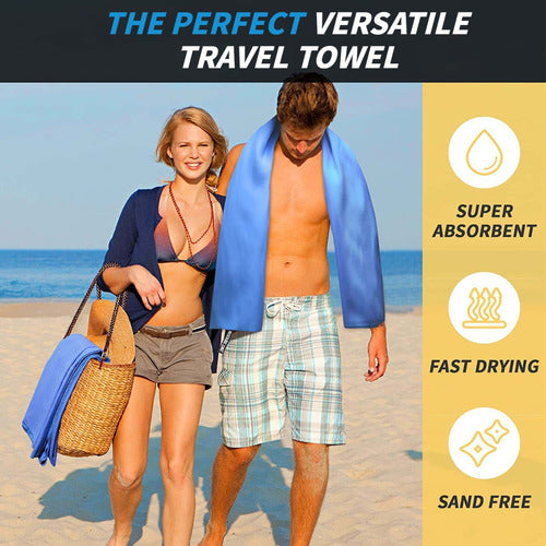 Toalla Microfibra Secado Rapido Toallon Microfibra Xl 175x75 Azul