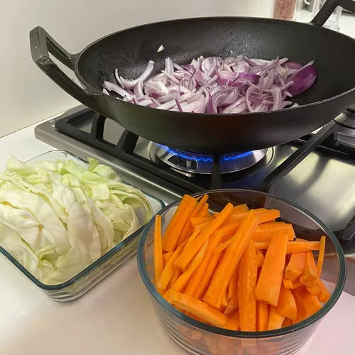 Wok Hierro Fundido 36 X 10 Cm Redondo - Norplat Negro