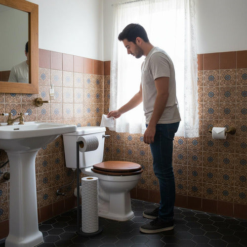 Soporte Papel Higiénico Porta Rollo Confort Metal - Norplat Negro