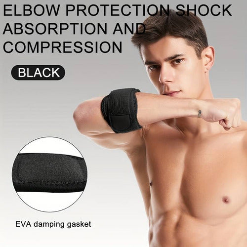 Set 2 Soportes Codo Tenista - Epicondilitis - Tendinitis Adulto Negro