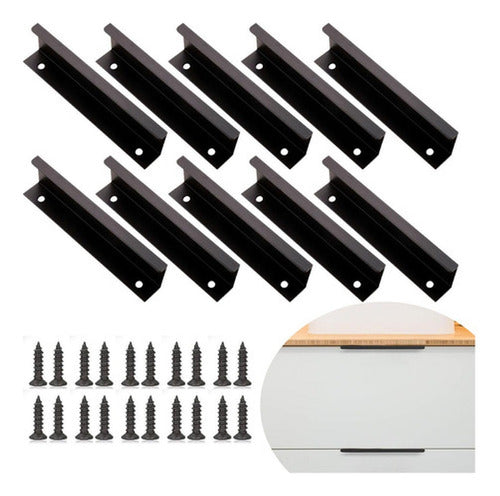 10 Tiradores Para Muebles Cocina Tornillos Manillas Norplat Negro