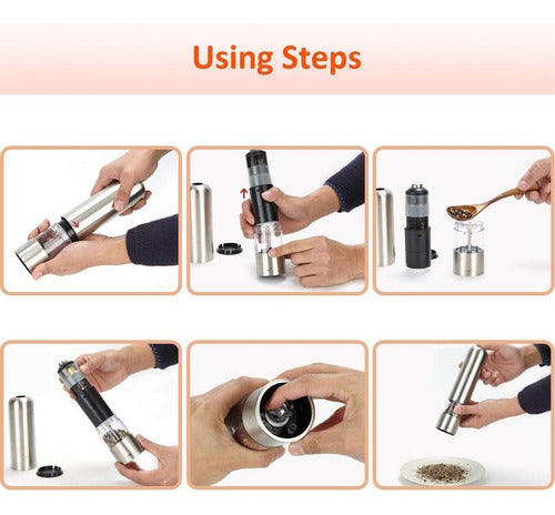 Pimentero Salero Molinillo Electrico Dispensador - Norplat Negro