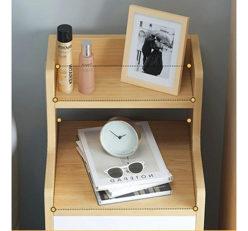 Velador Angosto Alto De Madera 3 Cajones 25*34*87cm Norplat Mate Madera