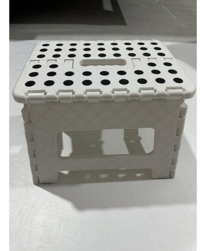 Taburete Piso Plegable Banquito Pórtatil Escala - Norplat Blanco