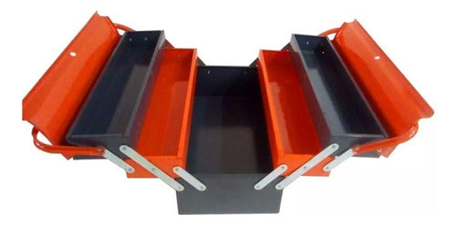 Caja Herramientas Articulada Metálica 3 Niveles - Norplat Naranja