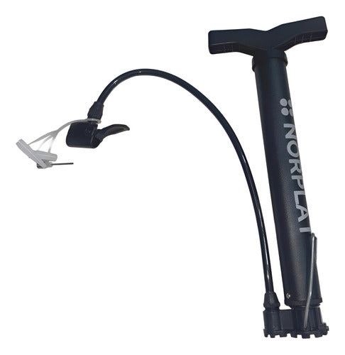 Bombin De Pie 120psi Valvulas Presta Schrader Bici - Norplat Negro