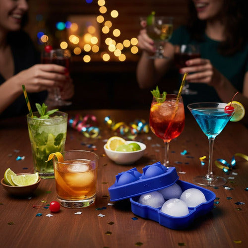 Molde De Silicona Para Bolas De Hielo 4.5 Cm - Cukin Azul Oscuro