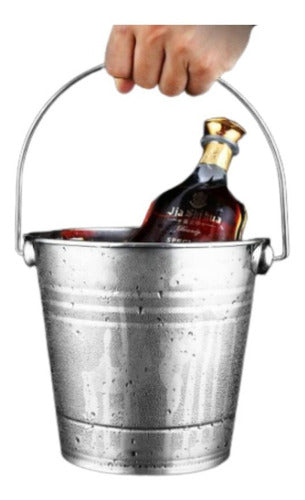 Hielera Cubetera Balde De Acero Para Botella Latas Hielo Bar Plata