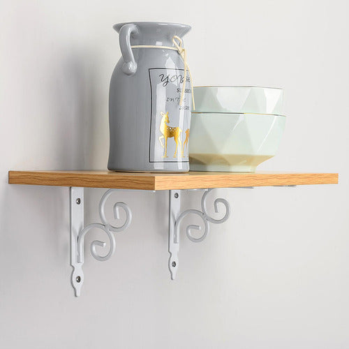 6 Soporte Repisa Flotante Estante Metal Pared Ángulo Norplat Blanco