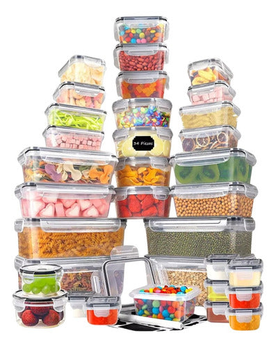 Set 34 Recipientes Container Herméticos Taper Tupper Norplat Blanco