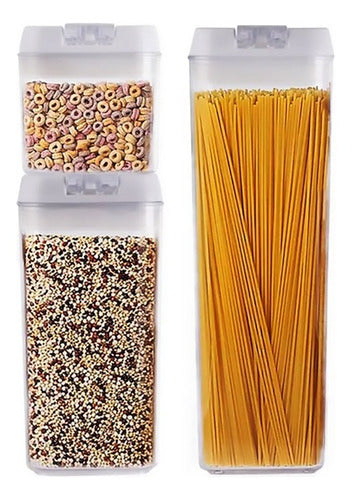 Set 3 Contenedores Transparentes Herméticos Con Tapa - Cukin Blanco