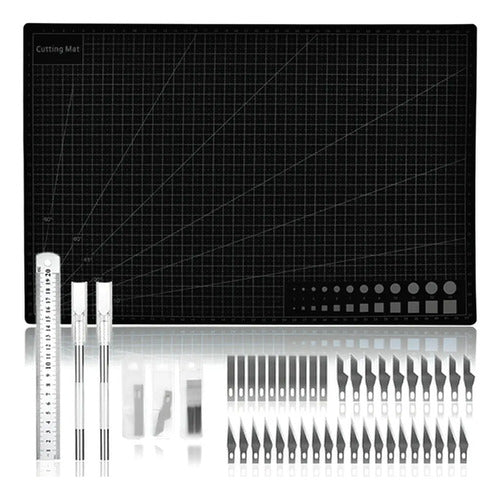 Tapete Corte Salvacorte Base Tabla A3 + 46 Accesorio Norplat Negro