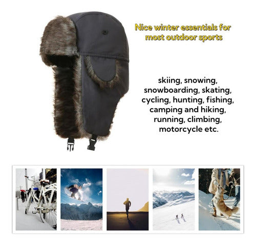 Gorro Invierno Ruso Unisex Cálido Termico Aviador - Norplat Gris Oscuro M Lisa