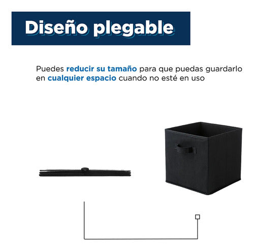 Kit 6 Cajas Organizadoras Cubo Plegables Closet Ropa Norplat Negro Lisa