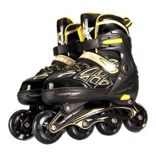 Patines En Linea Rollers Ajustables Adolescentes Adultos  L 65 Mm Amarillo