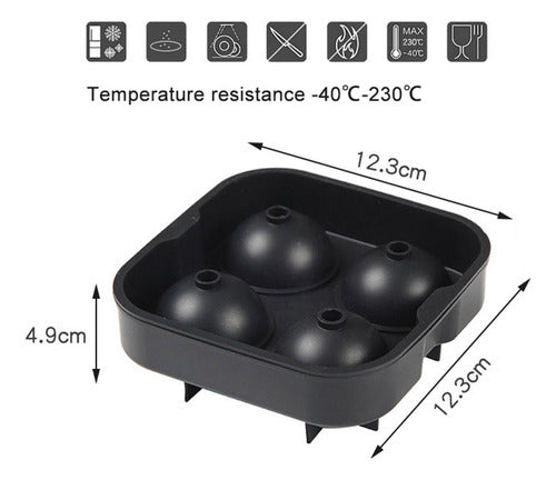 Molde De Silicona Para Bolas De Hielo 4.5 Cm - Cukin Negro