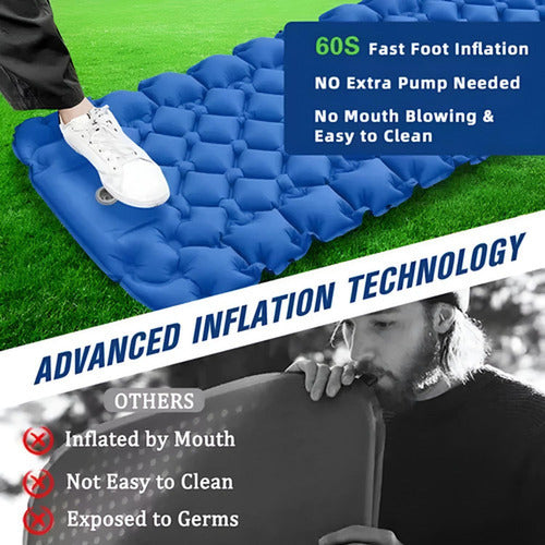 Colchoneta Inflable Plegable Norplat - Acampar Y Senderismo Azul