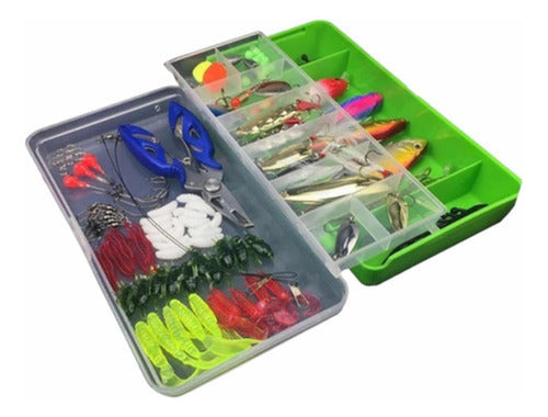 Kit De Pesca 101 Señuelos Alicates Anzuelos Vinilos Norplat Multicolor