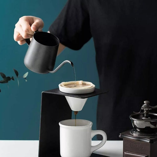 Tetera Cuello Cisne Negra 350 Ml Café Te De Acero Inoxidable Negro