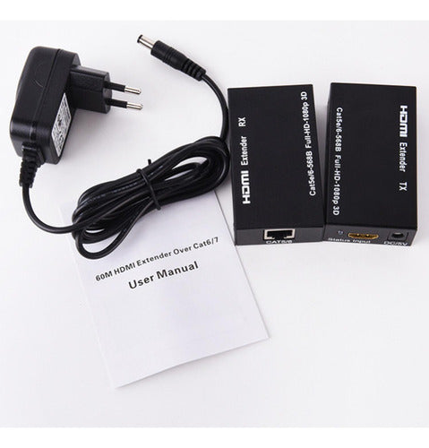 Extensor Hdmi 60 Metros Por Rj45 Cat5e/6e 1080p - Norplat Negro