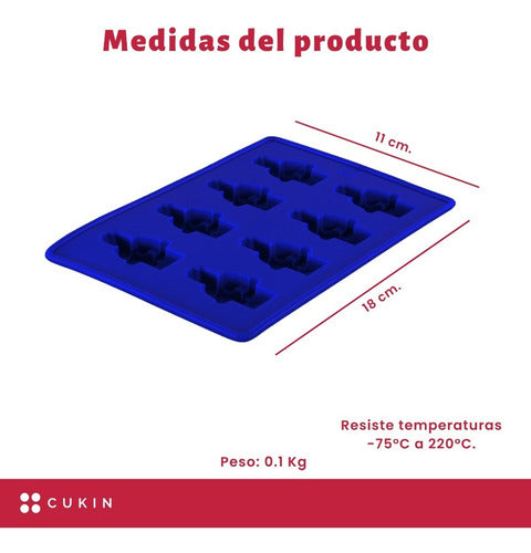 Molde De Silicona Para 8 Figuras Mini Cubo De Hielo - Cukin Azul