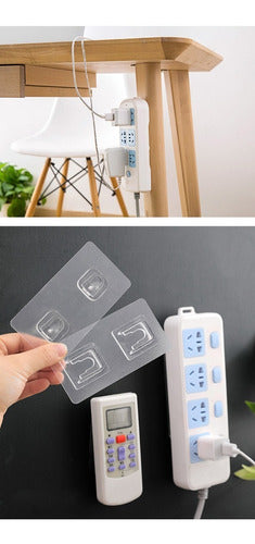 Ganchos De Pared 6x12 Dobles Adhesivos Doble Cara 10 Pares Transparente