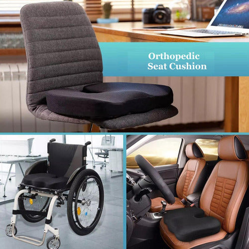 Cojin Para Silla Smart Con Memoria Lumbar Ortopedico Norplat Negro Liso
