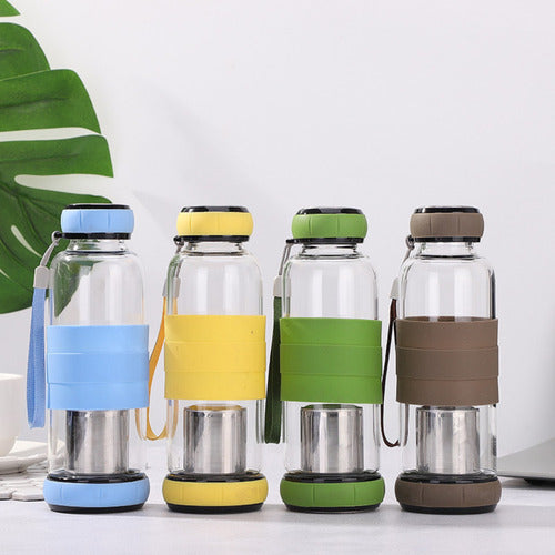 Botella Infusor Vidrio 550cc Difusor Te Bpa-free - Norplat Celeste