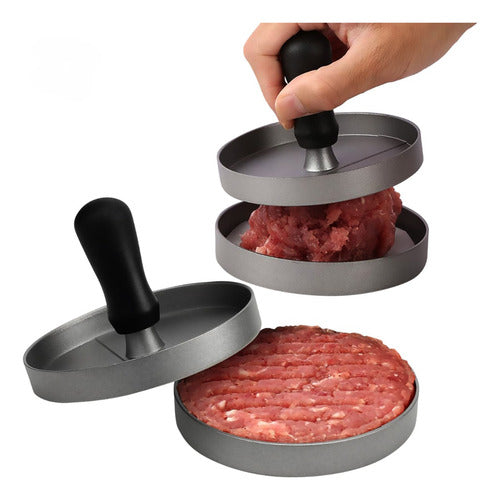 Prensa Para Hamburguesas Molde Antiadherente Asado Parrilla  Plateado