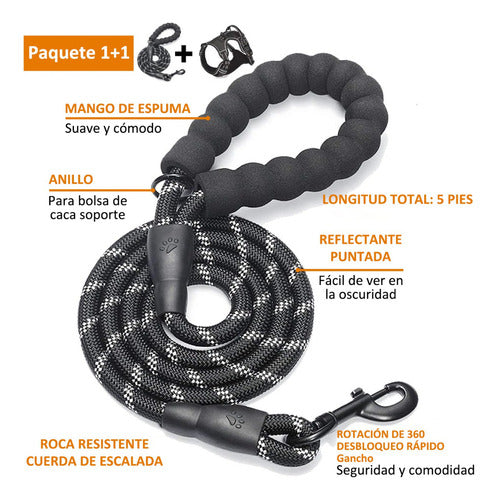 Norplat Pechera Perro Arnes Anti Tirones Reflectante Negro Xl Anti-tirones