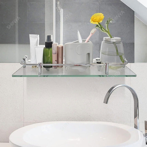 Organizador Ducha Repisa Baño Set 2 Vidrio Templado Norplat Plata