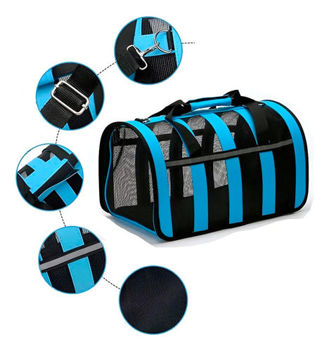 Bolso Transporte Mascota Norplat - Transportador Perro Gato Azul