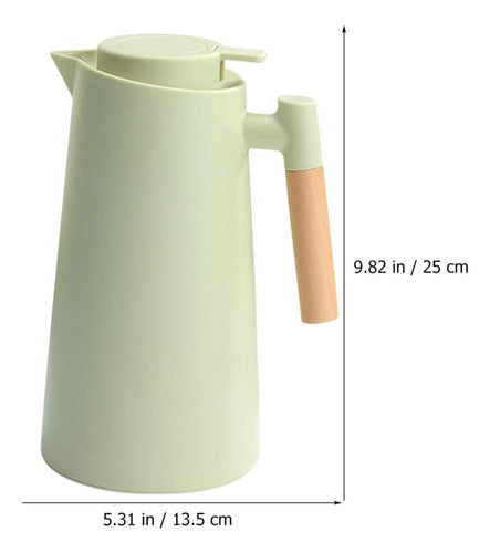 Jarra Termica Norplat 1 Litro Vidrio Aislante Calor Frio Verde Oliva