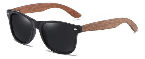 Anteojos De Sol Polarizados Con Marco De Madera - Norplat Wooden Negro Negro Negro Marrón Claro