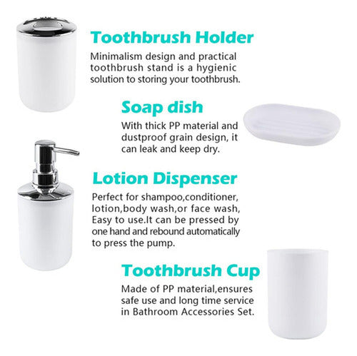 Set De Accesorios Para Baño - 6 Piezas - Norplat Blanco