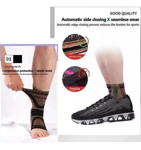 Pack 2 Tobillera Deportiva Compresión Con Fibra De Cobre M