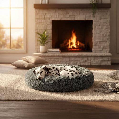 Cama Mascotas Perros Grandes Antiestres 90cm Talla Xxl - Wuf Gris Oscuro