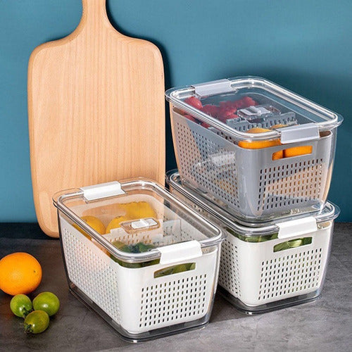 Caja Organizadora Con Cesta Refrigerador Despensa 4.5 Lt Blanco