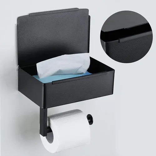 Soporte Porta Rollo Papel Higienico Norplat Confort Y Wipes Negro